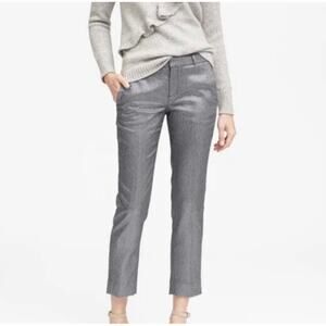 Women's Metallic Gray Cropped Dress Pants